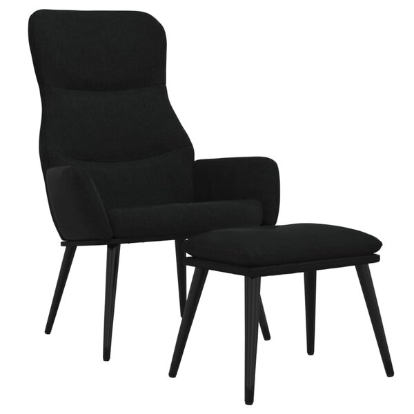 vidaXL Chaise de relaxation avec tabouret Noir Tissu