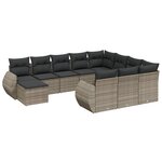 vidaXL Salon de jardin 11 Pièces avec coussins gris résine tressée