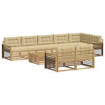 vidaXL Ensemble de canapés d'extérieur 9 Pièces Blanc et Beige Polyester