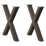 vidaXL Pieds de table à manger en forme de X  2 pièces  acier naturel  70 x (72-73) cm