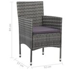 vidaXL Ensemble de salle à manger de jardin 3 Pièces Gris
