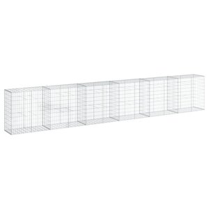 vidaXL Panier gabion avec couvercle 600x50x100 cm fer galvanisé
