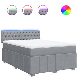 vidaXL Sommier à lattes de lit avec matelas Gris clair 160x200cm Tissu