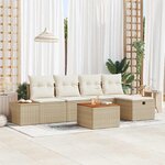 vidaXL Ensemble de canapé de jardin 6 Pièces Beige Poly rotin
