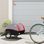 vidaXL Remorque de vélo noir et rouge 30 kg fer