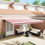 vidaXL Auvent Rétractable Rouge et Blanc 500 ×300 cm Tissu et Métal