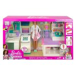 Barbie - coffret clinique de barbie avec poupée docteur brune et plus de 30 éléments et accessoires - poupée mannequin - des 3 ans