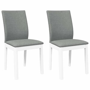 vidaXL Chaises à manger coussins 2 Pièces blanc bois massif caoutchouc