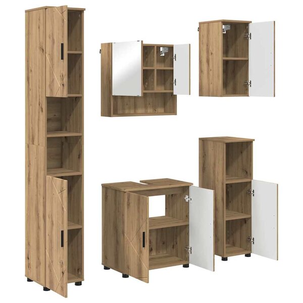 vidaXL Ensemble de mobilier de salle de bain 5 Pièces chêne artisanal
