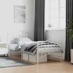 vidaXL Cadre de lit métal avec tête de lit/pied de lit blanc 90x200 cm