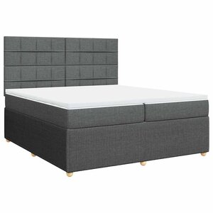 vidaXL Sommier à lattes de lit avec matelas Gris foncé 200x200cm Tissu