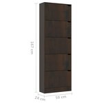 vidaXL Armoire à chaussures 5 portes Chêne fumé 59x24x167 cm Aggloméré