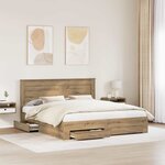 vidaXL Cadre de lit avec tiroir avec tête de lit Bois d'ingénierie