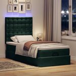 vidaXL Cadre de lit ottoman avec matelas vert foncé 90x200 cm velours