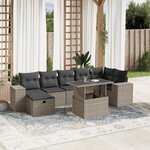 vidaXL Salon de jardin 8 Pièces avec coussins gris clair résine tressée
