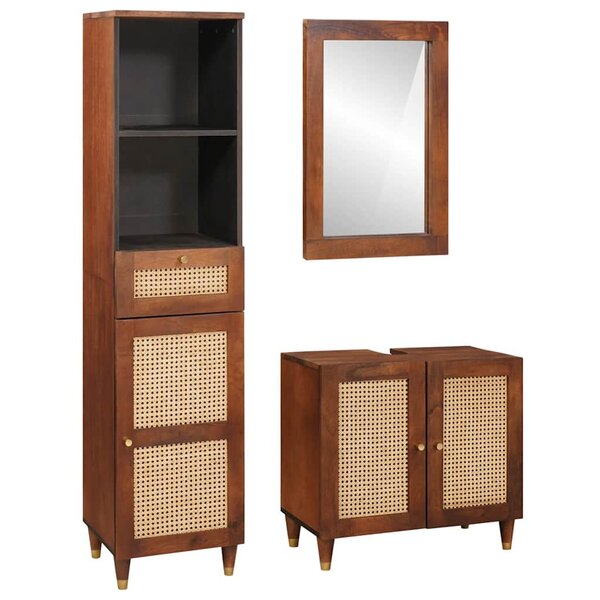 vidaXL Mobilier de salle de bain avec tiroir 3 Pièces 38 x 33 x 160 cm