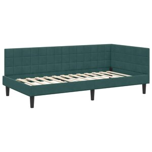 vidaXL Cadre de lit d'angle Vert foncé 90 cm x 200 cm tissu