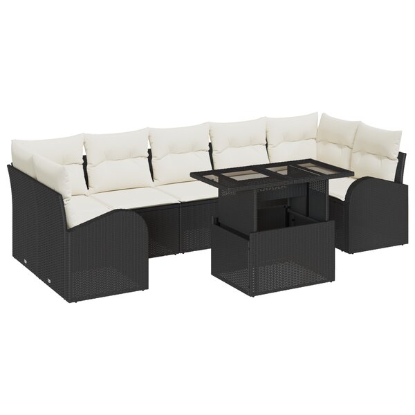 vidaXL Ensemble de canapé de jardin 8 pièces avec coussins rattan noir poly