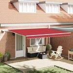 vidaXL Auvent Rétractable Rouge 450 × 350 cm Tissu et acier