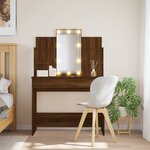 vidaXL Coiffeuse avec lumières LED chêne marron 96x40x142 cm
