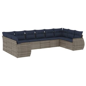 vidaXL Salon de jardin 10 Pièces avec coussins gris résine tressée