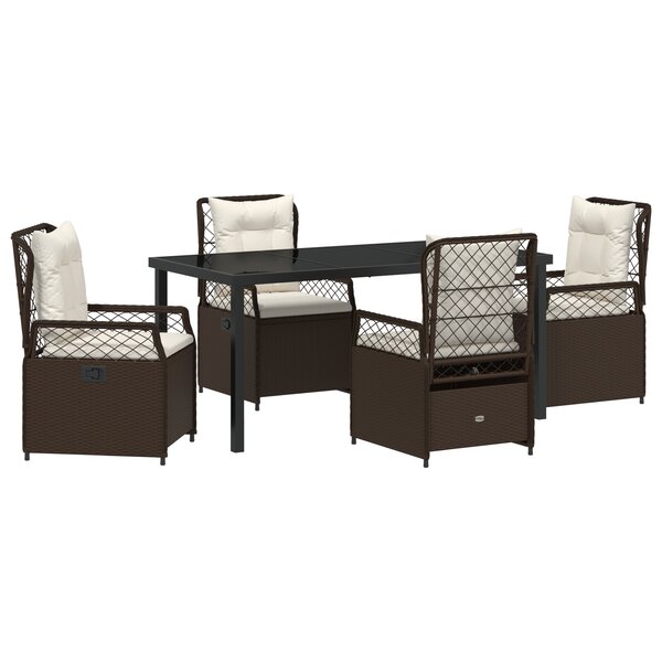 vidaXL Ensemble de Salle à Manger de Jardin 5 pièces Brun Rattan Poly