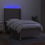 vidaXL Sommier à lattes de lit matelas et LED Taupe 90x200 cm Tissu