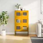 vidaXL Buffet haut jaune moutarde 68x39x123 cm acier