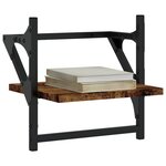 vidaXL Étagères murales avec barres 2 Pièces chêne fumé 30x25x30 cm