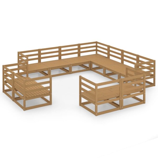 vidaXL Salon de jardin 11 Pièces marron miel bois de pin massif