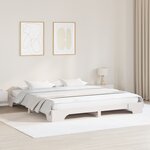 vidaXL Cadre de Lit Blanc Bois 200 x 200 cm Résistant Lit Blanc