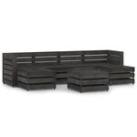 vidaXL Salon de jardin 7 Pièces Bois de pin imprégné de gris