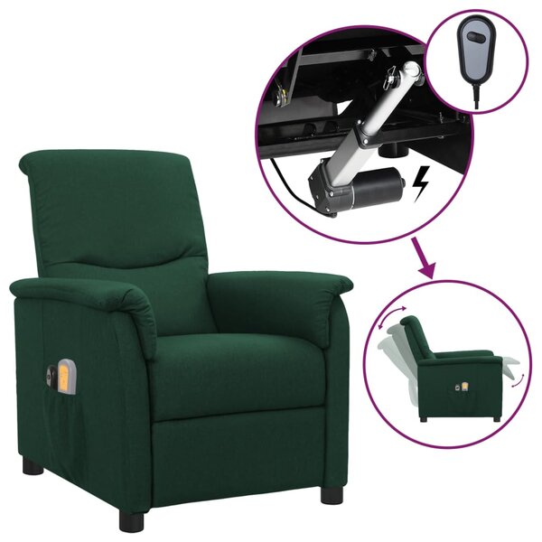 vidaXL Fauteuil électrique de massage Vert foncé Tissu