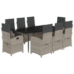 vidaXL Ensemble à manger de jardin et coussins 9 Pièces gris clair rotin