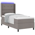 Lit Box Spring vidaXL avec matelas et LED Taupe 100x200 cm Tissu