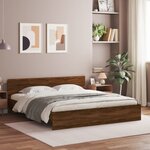 vidaXL Cadre de lit avec tête de lit chêne marron 180x200 cm