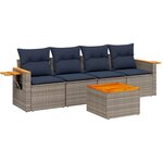vidaXL Salon de jardin 5 Pièces avec coussins gris résine tressée
