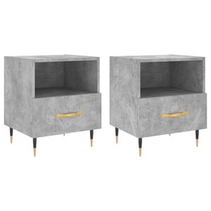 vidaXL Tables de chevet 2Pièces gris béton 40x35x47 5cm bois d’ingénierie