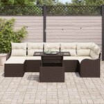 vidaXL Ensemble de canapé de jardin 8 Pièces Marron Poly rotin