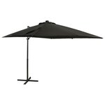 vidaXL Parasol déporté avec mât et lumières LED Noir 250 cm