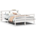 vidaXL Cadre de lit avec tête de lit blanc 150x200 cm bois pin massif