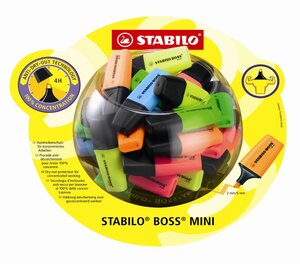 Bonbonne de 50 Surligneurs BOSS MINI Pointe biseautée Assortis STABILO