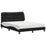 vidaXL Lit avec matelas Hvar noir et blanc 140x200 cm similicuir