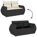 vidaXL Salon de jardin 9 Pièces avec coussins noir résine tressée