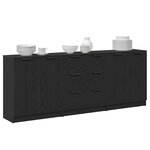 vidaXL Buffet 3 Pièces Chêne noir 180 x 30 x 70 cm Bois d'ingénierie