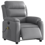 vidaXL Fauteuil de massage inclinable électrique gris similicuir