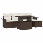 vidaXL Ensemble de canapé de jardin 6 Pièces Marron Poly rotin
