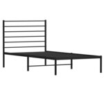 vidaXL Cadre de lit métal avec tête de lit noir 100x200 cm