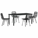 vidaXL Ensemble de salle à manger pour jardin 5 Pièces Noir Poly rotin