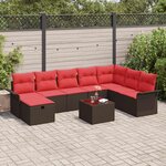 vidaXL Ensemble de canapé de jardin 9 Pièces Marron Poly rotin